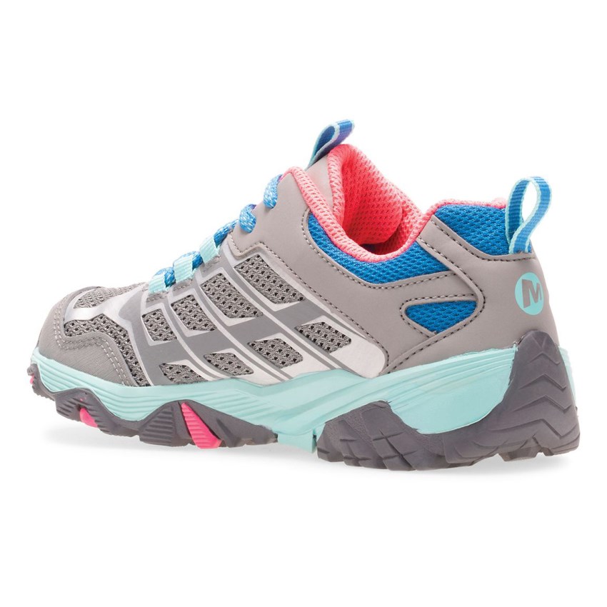 Basket Merrell Moab FST Low Waterproof Grise/Turquoise Enfant | D.H.SJEA